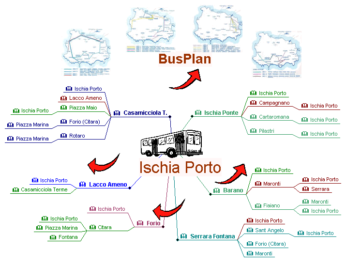 Carte des lignes de bus d'Ischia